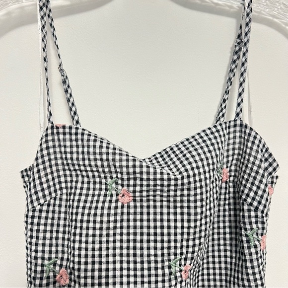 Lulus Fairgrounds Black and White Gingham Embroidered Mini Dress. - Picture 7 of 10